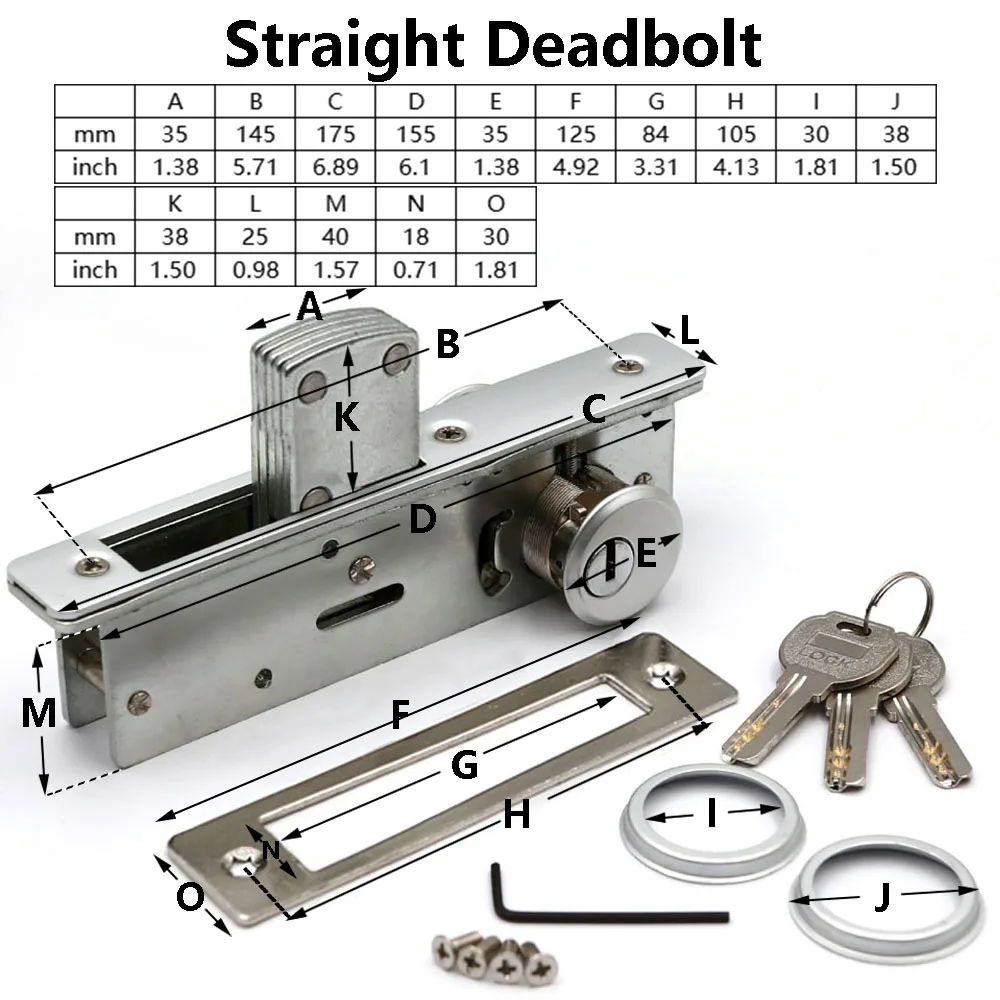 Lockset Aluminum Invisible Mortise 2 Door Locks 22mm Hook Straight Deadbolt Storefront Lock Copper Core Iron Key Door Hardware