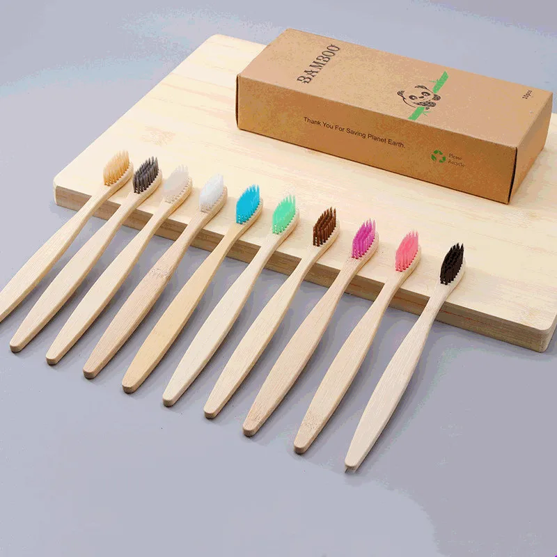 

Bamboo Handle Toothbrush Soft Hair Eco Friendly Dental Oral Hygiene Care Toothbrush Resuable Rainbow Colors Adult Tooth Brush