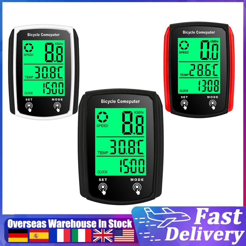 Multifunction Wired Bike Computer Waterproof Bicycle Computer Speedometer Odometer Touch 19 Functions LCD Display with Backlight