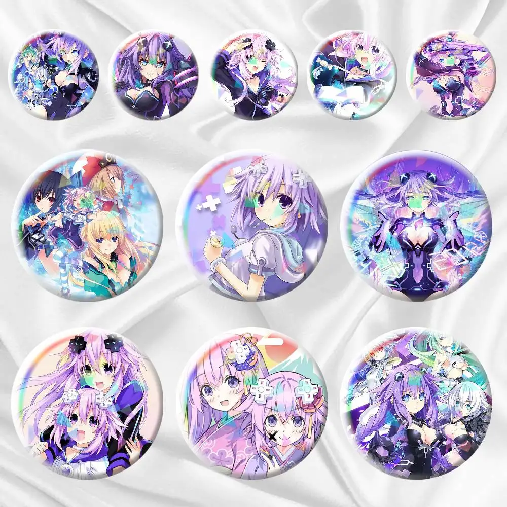 

Hyperdimension Neptune Game Anime Girl 75mm 44mm 25mm Accessories Toys Badge Brooch Backpack Hat Pins