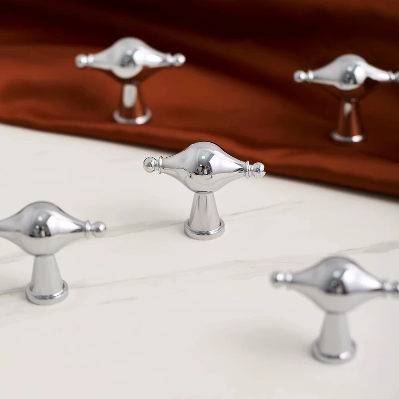 Modern Wardrobe Cabinet Dresser Cupboard Drawer Pulls Knobs Bright Nickel Small Handle Hardware Handles / Handles for Furniture