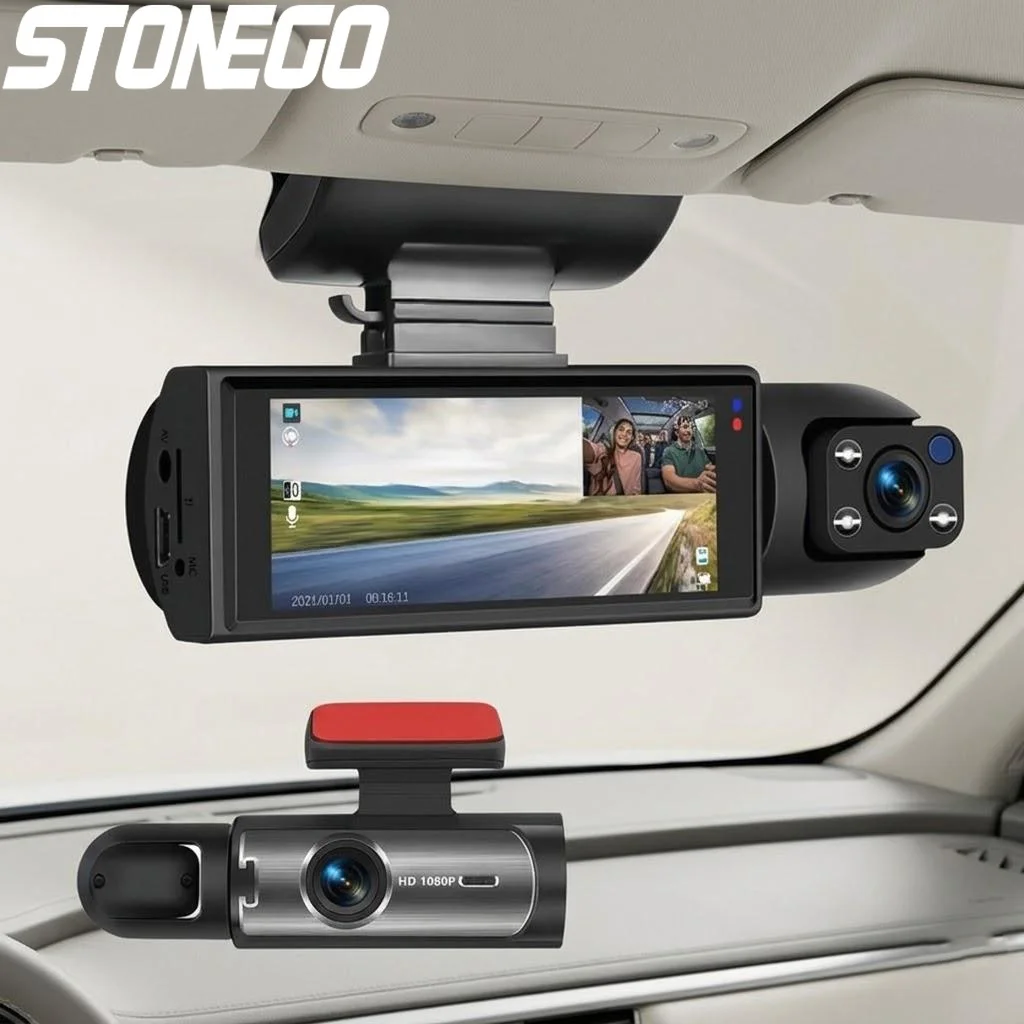 1080P HD Dash Cam Front and Rear Car DVR IR Night Vision G Sensor IPS Screen Driving Recorder