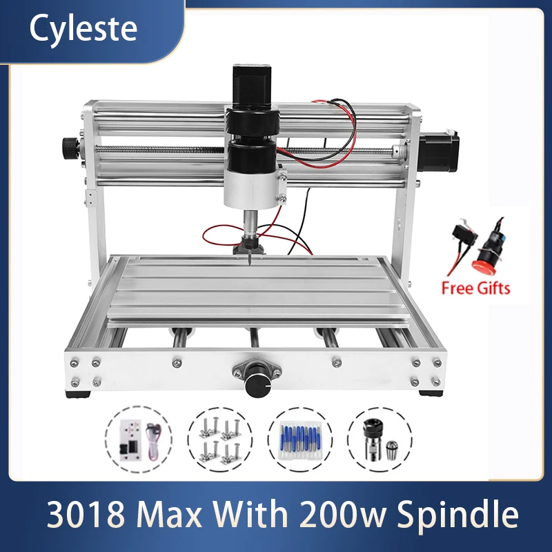 

CNC 3018 Pro Max Engraving Machine, GRBL Wood Router With 200w Spindle, 20W Laser Engraver PCB Metal Milling Cutting Machine