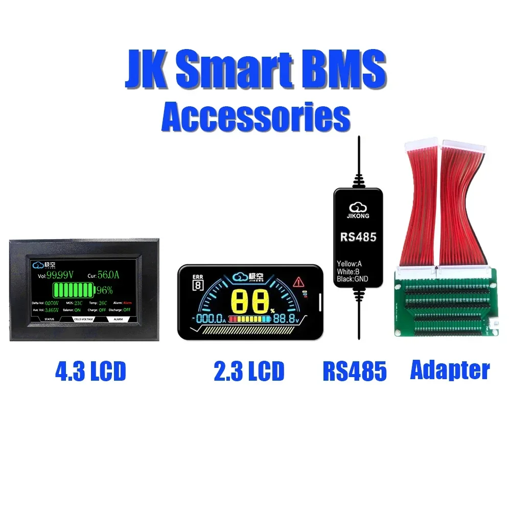 

JK BMS RS485 Switch Intelligent Display LCD Intelligent Protection Board Intelligent Balancer 4S 8S 100A 200A JK BMS Accessories