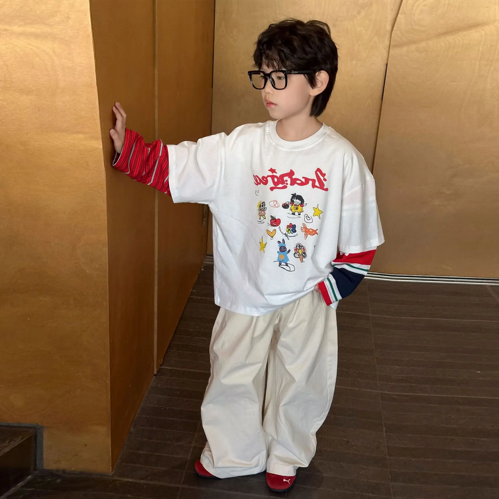 Children Clothes Kids Spring Long-sleeved T-shirt 2026 New Style Boys Cotton Trendy Fashionable Kids Long Sleeve Casual Top
