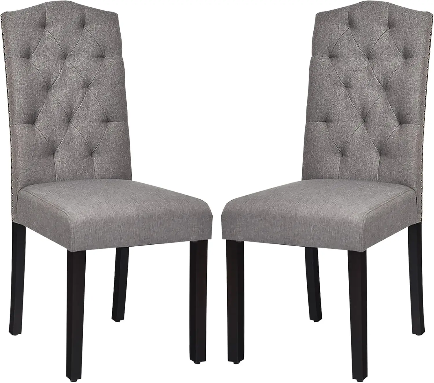 

Fabric Dining Chairs Set Of 2, Upholstered Accent Dining Chairs With Solid Wood Legs And Tall Back, Tufted Parsons Chairs,