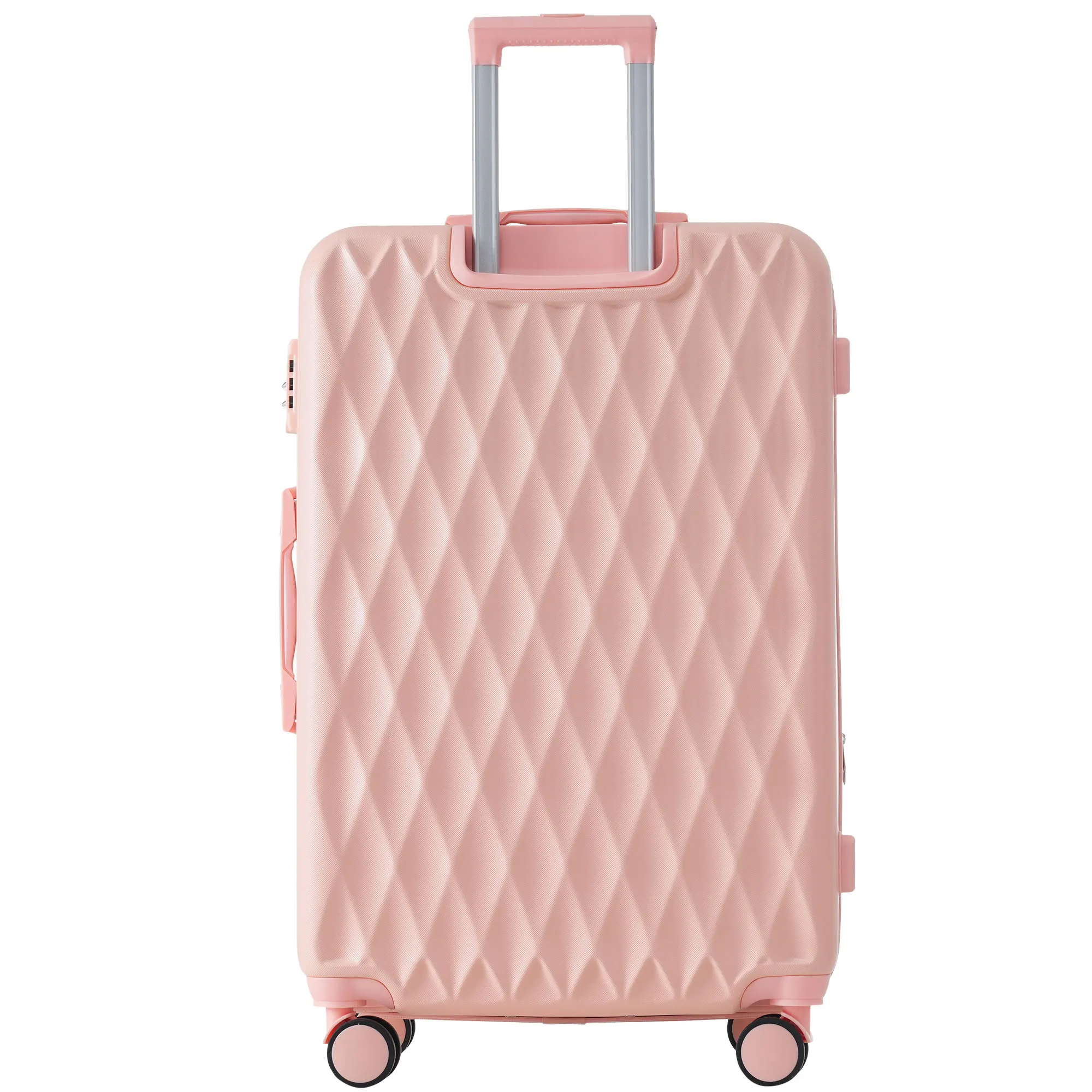 Hard Shell Suitcase Roller Case suitcase hand luggage 4 Rolls ABS Material TSA Custom Lock 43*27*66 Pink