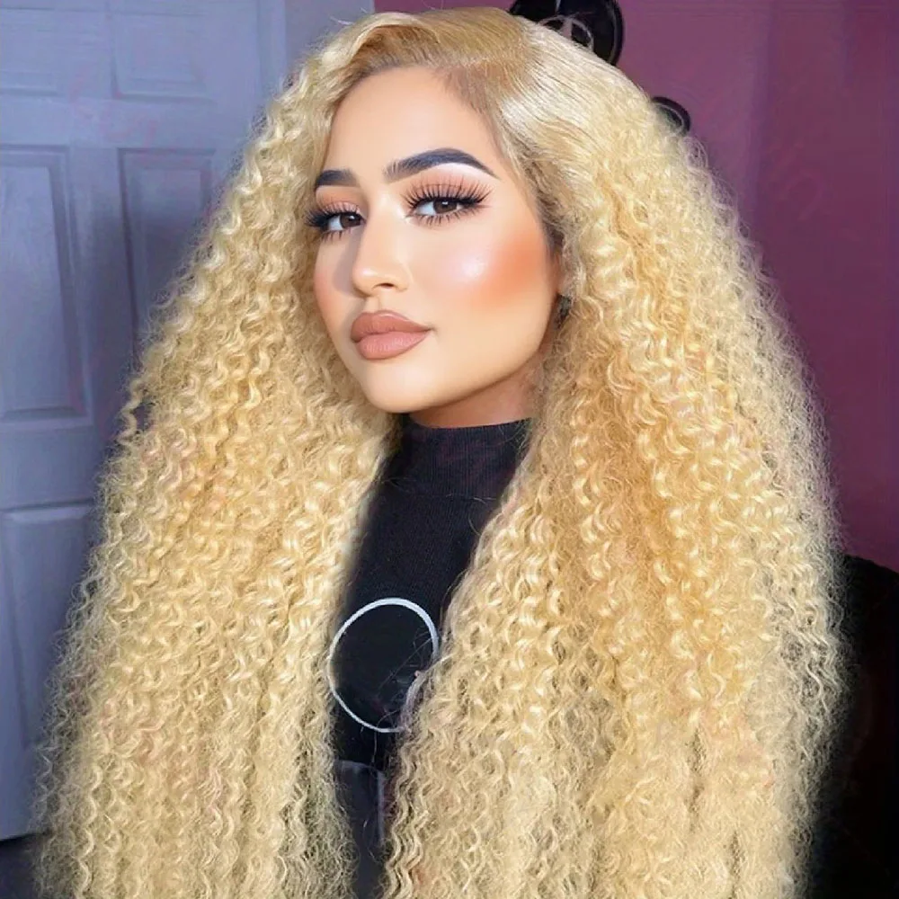 

613 Блондинка Кудрявый вьющийся парик 13x4 13x6 Прозрачные парики шнурка 100% человеческие волосы 4x4 5x5 Парик с закрытием шнурка 250% плотность для женщин