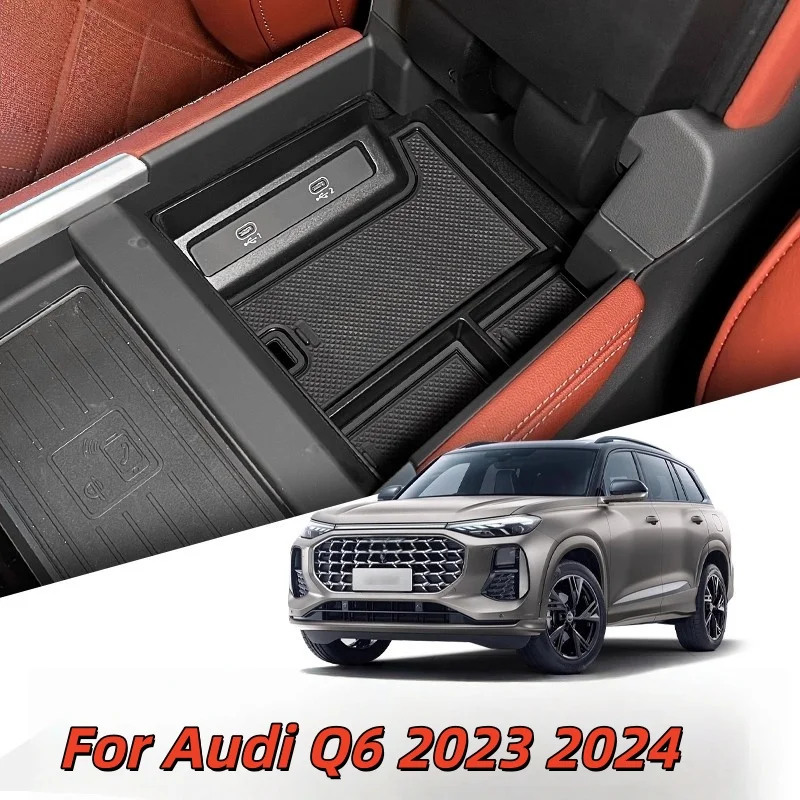 Car Central Control Armrest Box Storage Box For Audi Q6 2023 2024 Car Storage Organizing Accessories