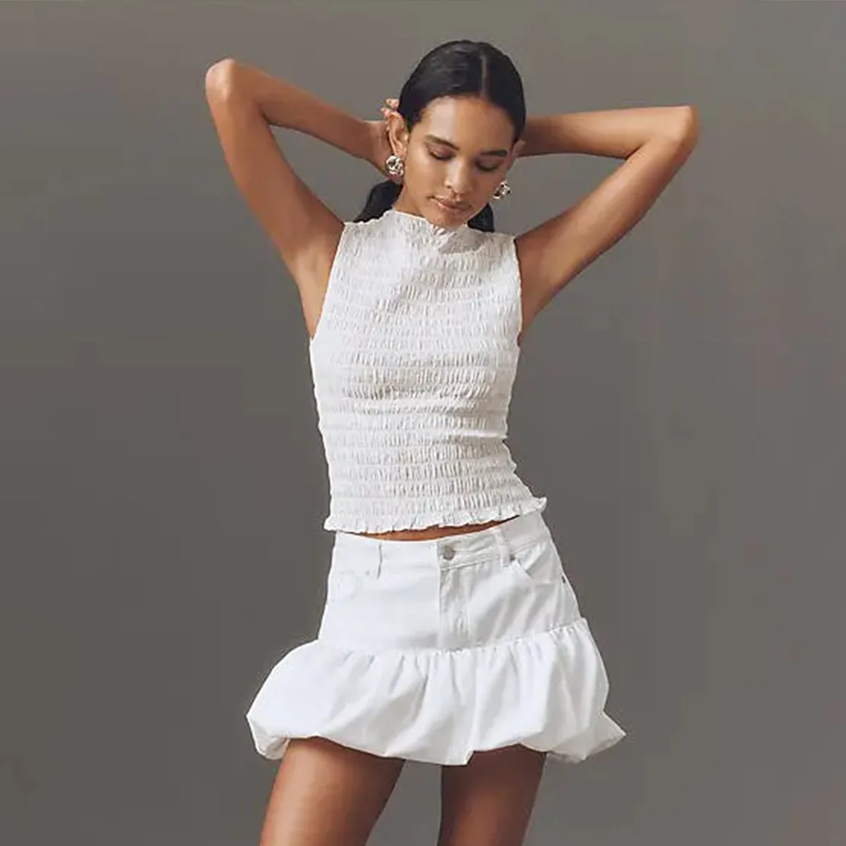 Cross-border Special for Hot-selling Models in Summer 2025, New Slim-fitting Ruffle Vest Women Cw82355
