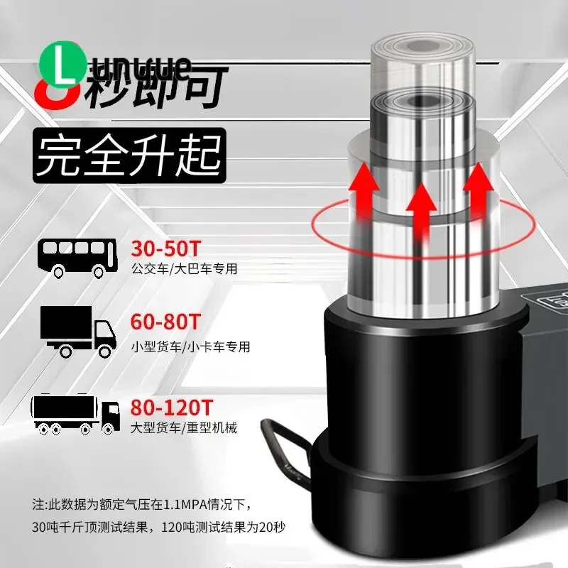 50T 80T 100T 120T Horizontal Pneumatic Hydraulic Cart Heavy Duty Air Powered Floor Jack for Truck Car Repair Garage