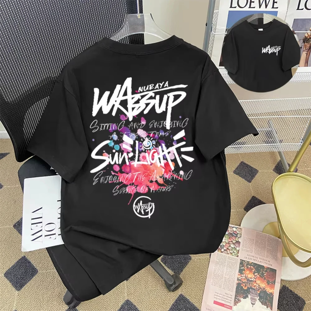 

T-shirt Trendy Colorful Splatter Print Sun Graphic Urban Streetwear Summer Casual 2025 Breathable Loose Fit Street Style