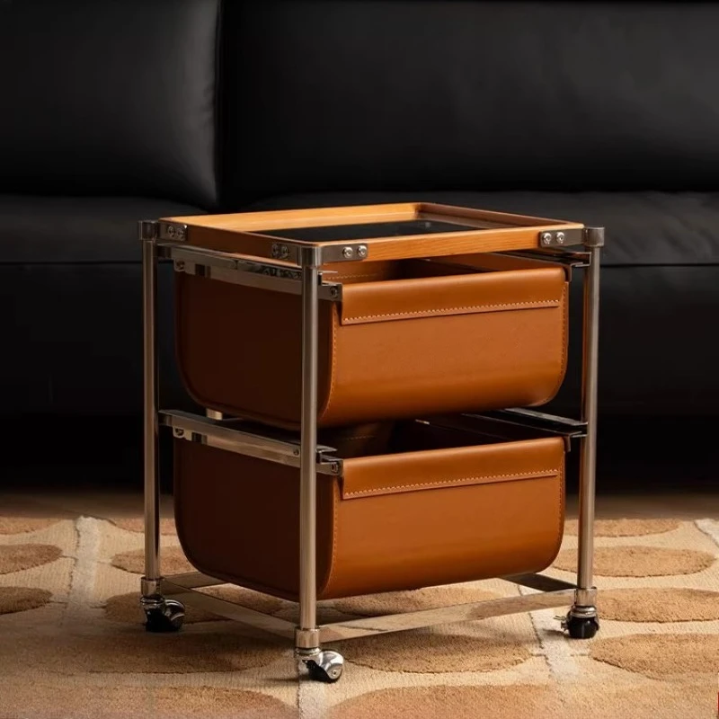 

Solid wood chest, stainless steel locker, living room storage cabinet