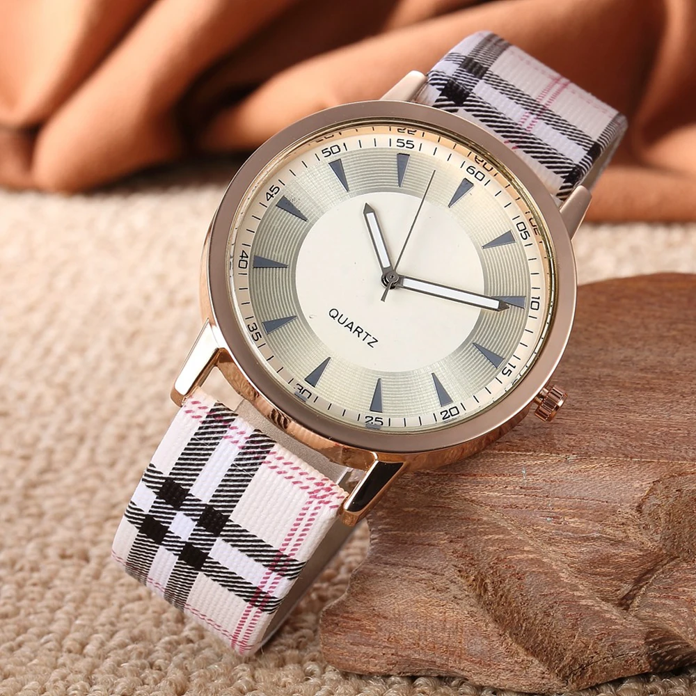 Women's Luxury Quartz Watch, Plaid Clock, Rose Gold Dial Dress, Casual Wristwatch, New Brand, Fashion