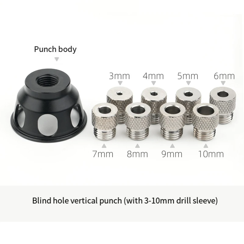 Replaceable Vertical Drill Guide Doweling Jig Kit 3-10Mm Drill Positioning Pocket Hole Jig Hole Puncher