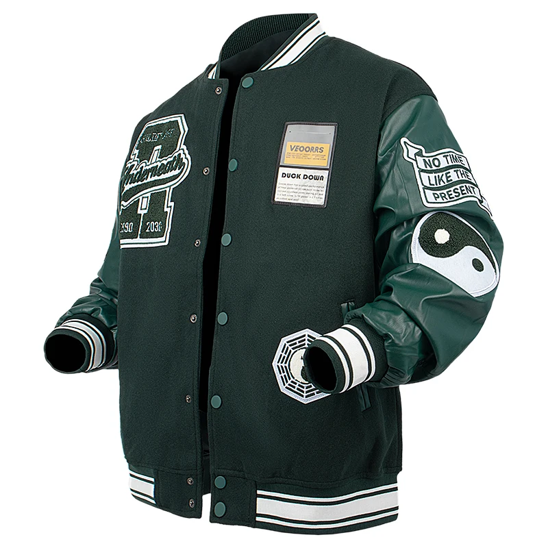 Men's Embroidered Varsity Jacket Retro Bomber Coats Autumn/Winter Tai Chi Embroidery Outwear Motorcycle new in jackets