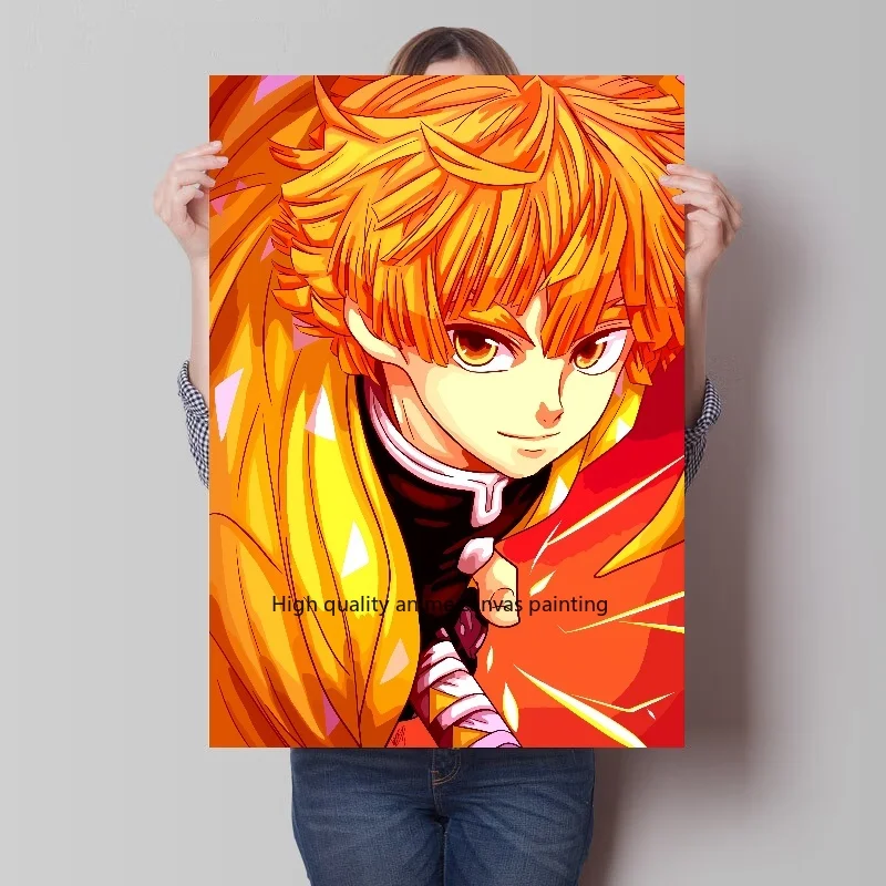 Classic Anime Demon Slayer Figure Agatsuma Zenitsu Wall Art Home Decor Bar Cafe Nursery Kids Room Posters Canvas Painting