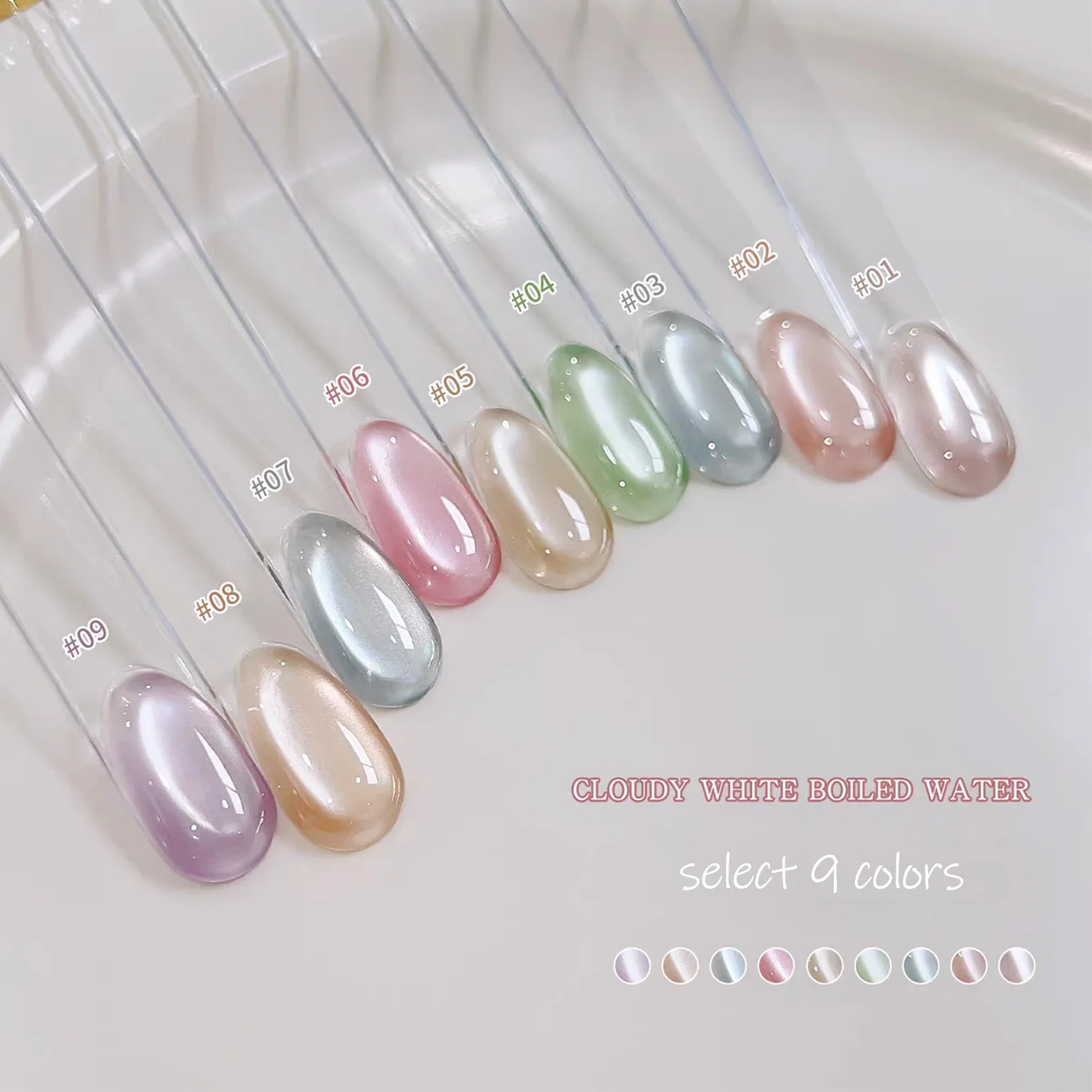 SHAKA 1pcs Clear Cloudy White Boiled Water Cat Eye Gel Nail Polish 2026 Popular Ice Transparent Silk Pink Glass Bead Nail Art