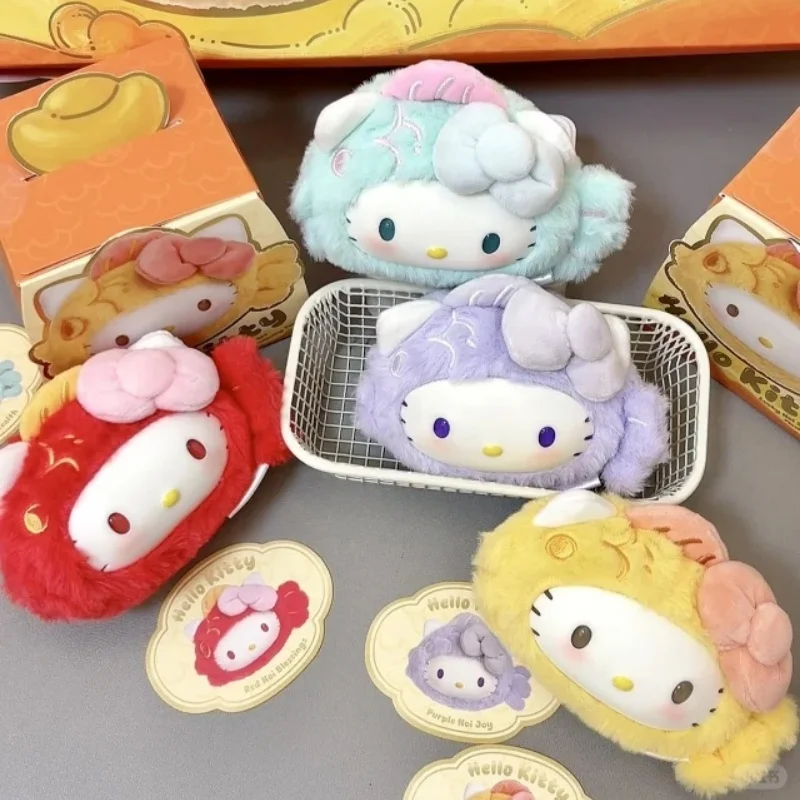 Sanrio Hello Kitty Lucky Koi Scries, плюшевая слепая коробка, расслабляющие игрушки, виниловая подвеска для лица, модные мягкие куклы-сюрпризы, Рождественский подарок