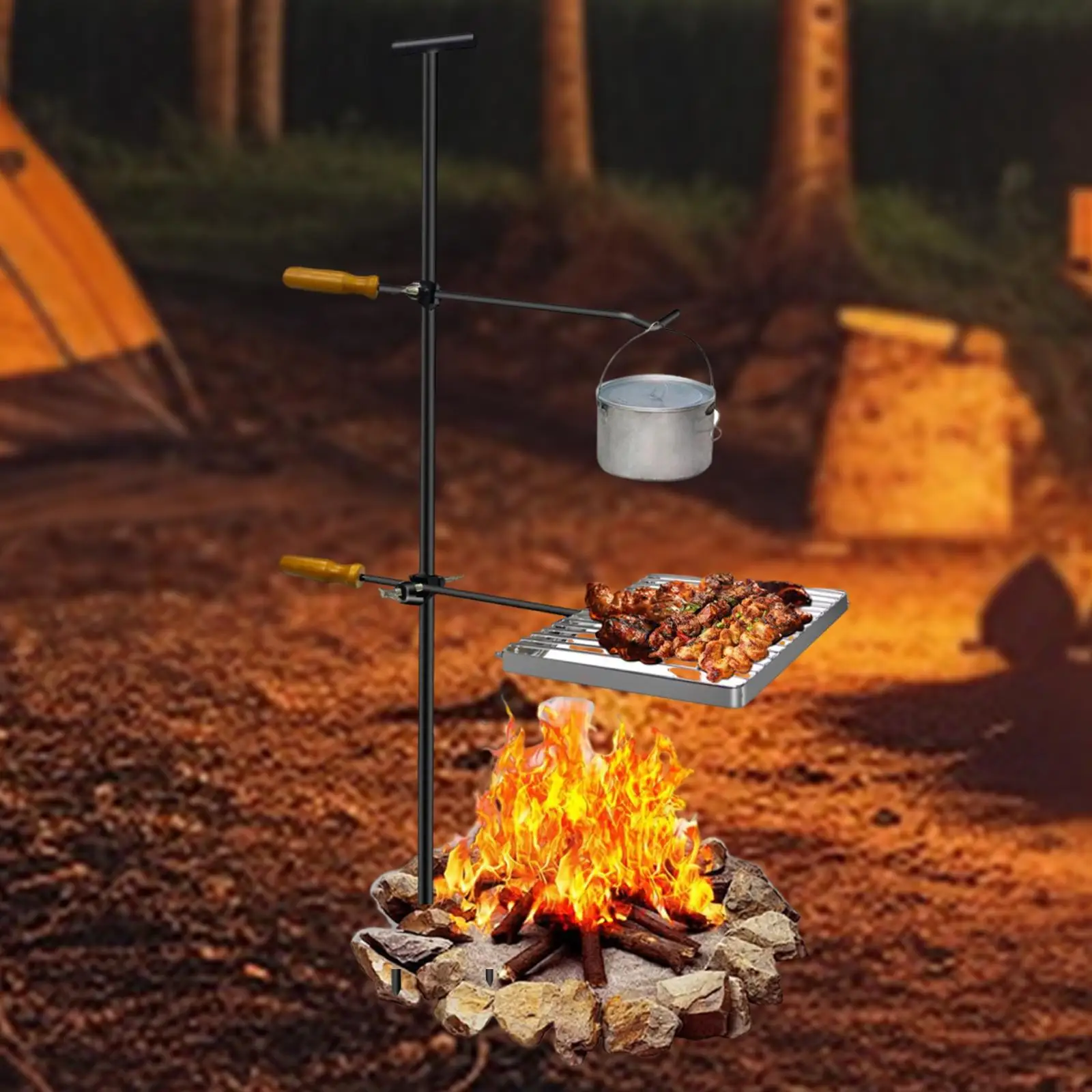 

Campfire Grill Grate Foldable Camp Fire Stand for Open Fire Barbecue Picnics