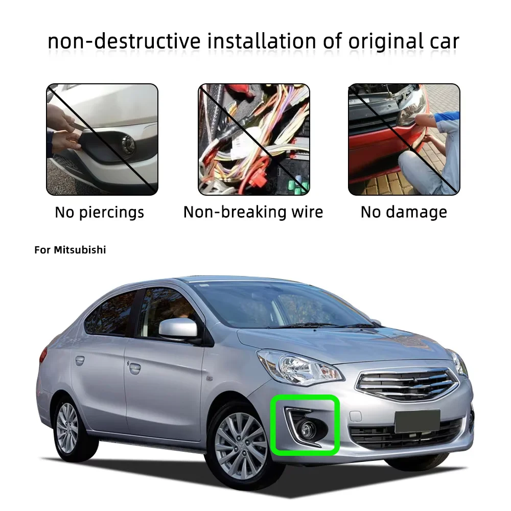 Światła przeciwmgielne przedniego zderzaka do Mitsubishi Attrage Mirage G4 2012-2017, reflektor, lampa przeciwmgielna, kierunkowskaz, światła do jazdy dziennej, części — zdjęcie 5