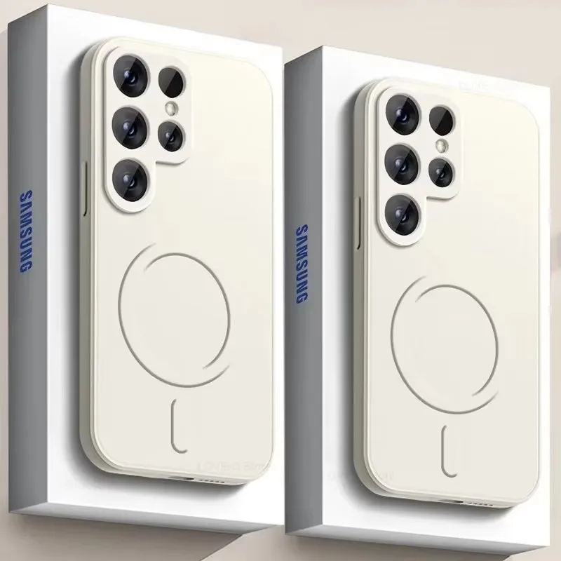 Magnetic Case For Samsung Galaxy S24 S22 S23 S21 Ultra Plus S20 S24 FE Case For Magsafe Wireless Charge Luxury Soft Phone Cover