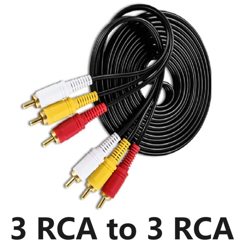 20m 10m 5m 3m 1.5m 3 RCA Male To 3 RCA Plug Splitter 3RCA Adapter Cable Audio TV DVD Video Adapter AV Cable 3 RCA Cable Cord