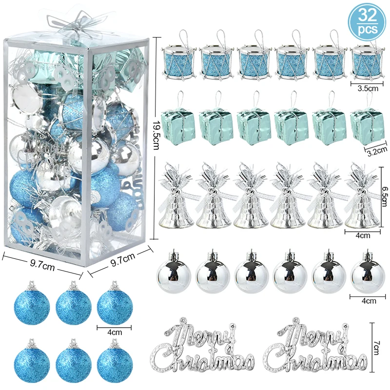 

32Pcs/box Christmas Ball Ornaments Xmas Tree Hanging Pendants Set Merry Christmas Decorations For Home Navidad New Year Gifts