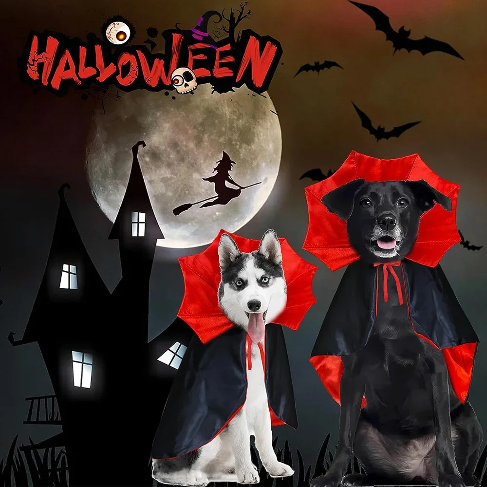 Dogs Halloween Costume Pet Vampire Cloak Creative Cloak Unconstrained and Adjustable Cats Cosplay Holiday Party Clothes for Pet