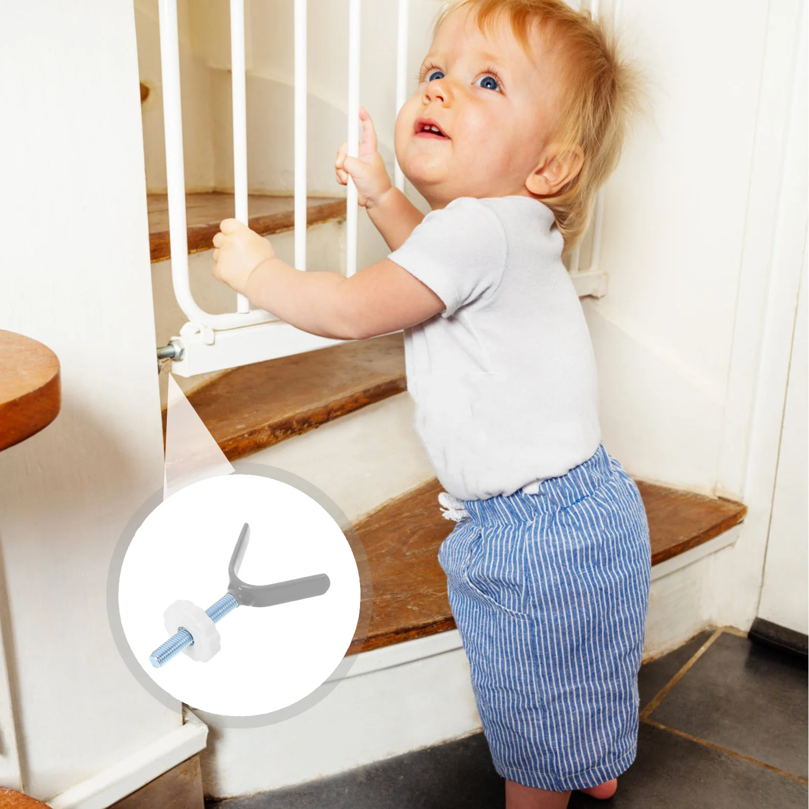 ملحق بوابة بدون حفر Y-قوس لأبواب الدرج سلامة الطفل للحيوانات الأليفة متين وقابل للتعديل تركيب الأجهزة المفصلي المسمار للبوابة