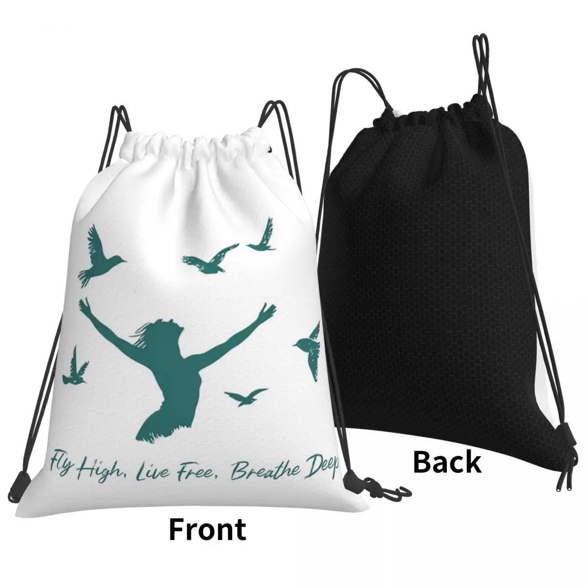 Fly High Live Free Breathe Deep Backpacks Fashion Portable Drawstring Bundle Pocket Storage Bag Book Bags For Man Woman School