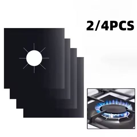 Black &amp; Silver Reusable Stove Burner Cover Heat Resistant Gas Cooktop Protector Easy Clean Kitchen Cooking Accessory Liner Pad
