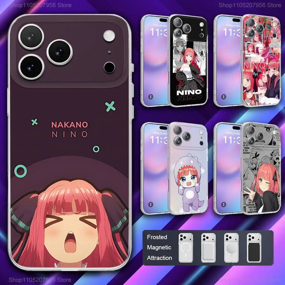 

N-Nino Anime N-Nakano Phone Case For iPhone 11,12,15,14,13,17,16,Pro,Plus,E,Max,Air,Mini Magnetic Frosted Cover