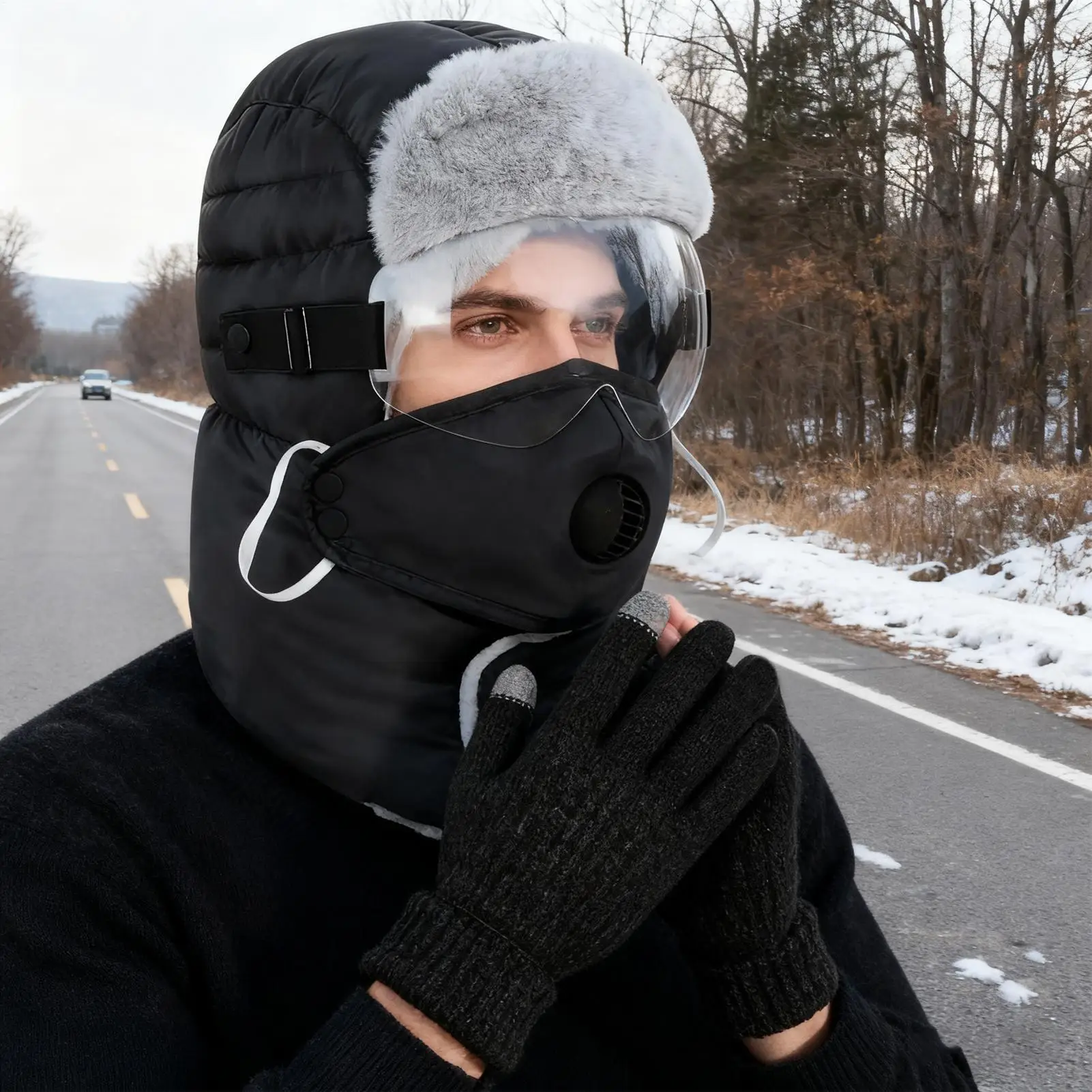 

Trapper Hat For Women 4 In 1 Unisex Cycling Supplies With Ear Flaps Men Winter Hat For Skiing Skating Sledding Snowshoeing