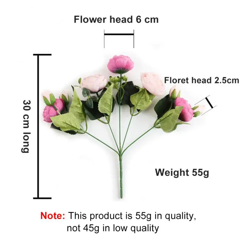 5 Heads Silk Rose Peony Artificial Flowers Beautiful Flores Bouquet For Wedding Party Home Decoration Mariage Fake Flowers