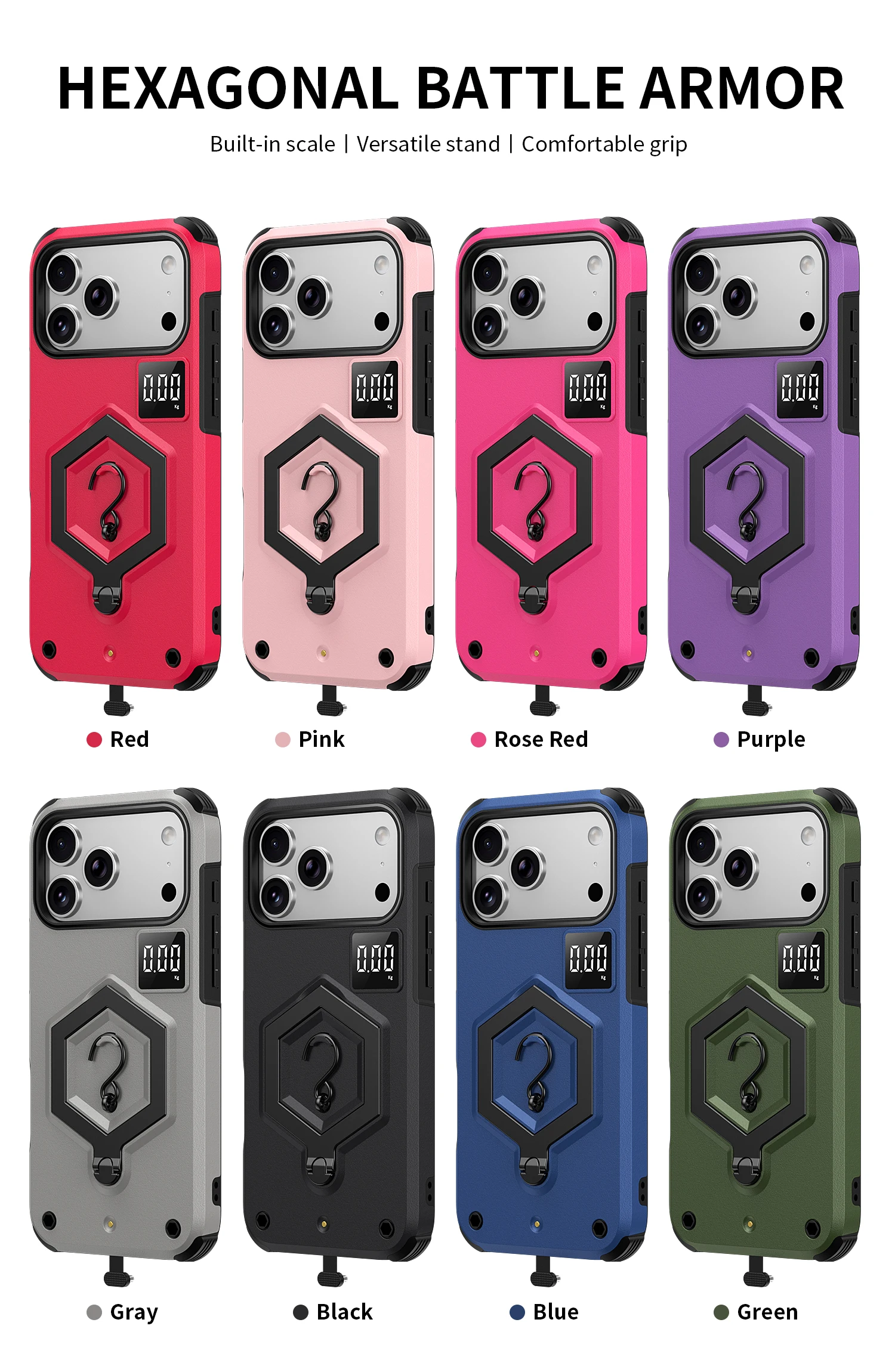 

Многофункциональный чехол для телефона, 2-в-1, усиленная защита, защита от падений и ударов на четырех углах, функция взвешивания, и вращающийся на 360 градусов держатель.