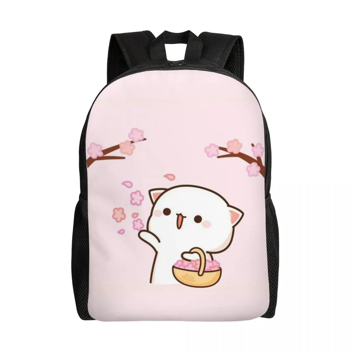 Kawaii Mochi Cat Peach And Goma Backpack for Men Women Water Resistant School College Bag Print Bookbag