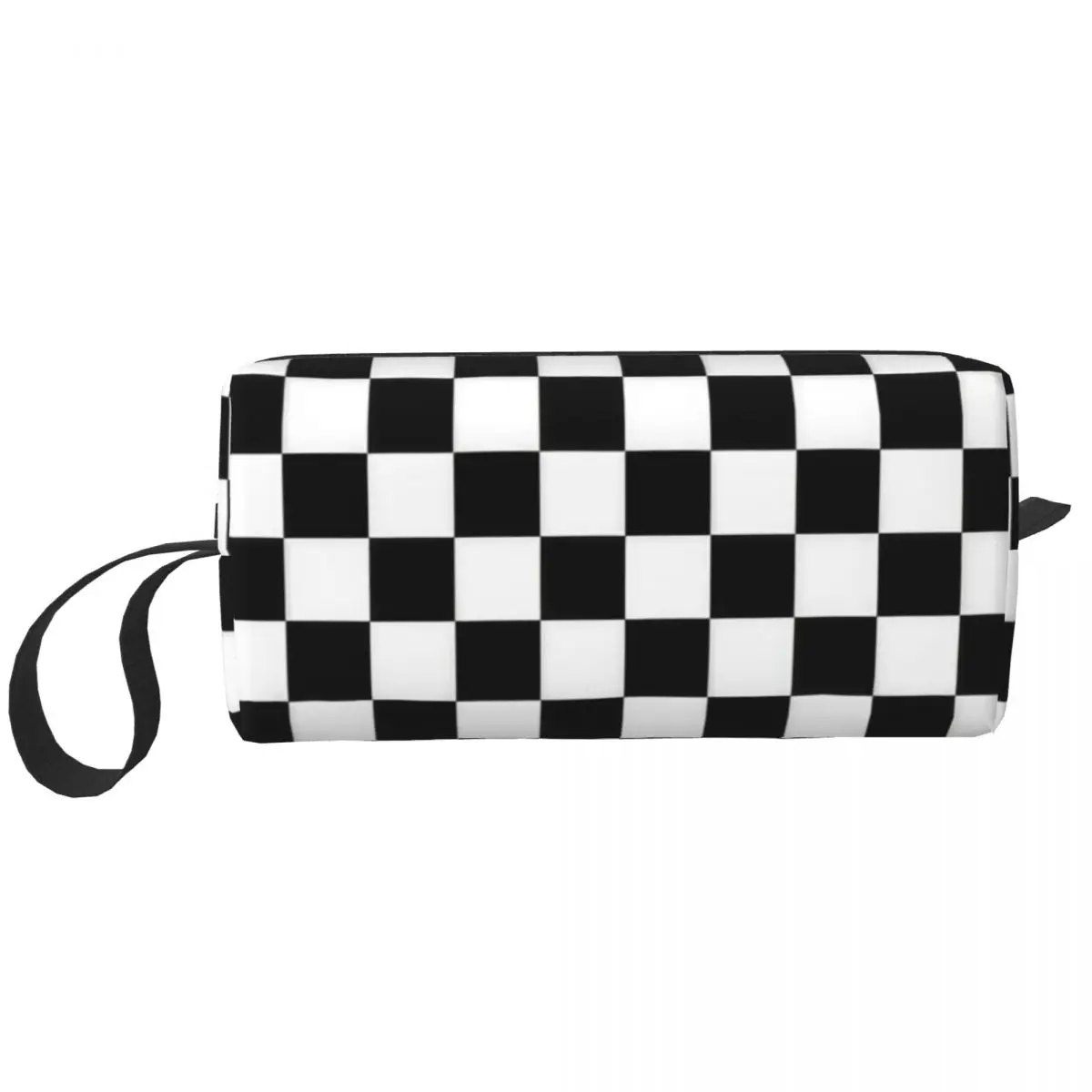 Black And White Makeup Bags Checkerboard Men Cosmetic Bag Trendy Outdoor Pouch for Purse Storage