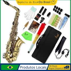SLADE Cyan Antique Alto Saxophone Brass Eb Alto Saxophone Box Cleanning Cloth Reed Strap Glove Trimmer Parts for Beginners Adult