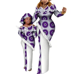 Mode Mutter Tochter Kleid Ankara Kleider Frauen Mädchen Familie Passenden Kleidung African Wachs Drucken Dashiki Maxi Kleid WYQ899