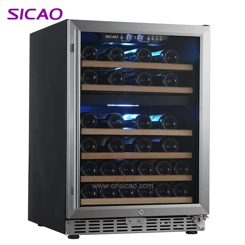 24 Inch Dual Zone Wine Cooler Fridge Built In Stainless Steel Glass Door No Frost Refrigerator For Home Kitchen Restaurant