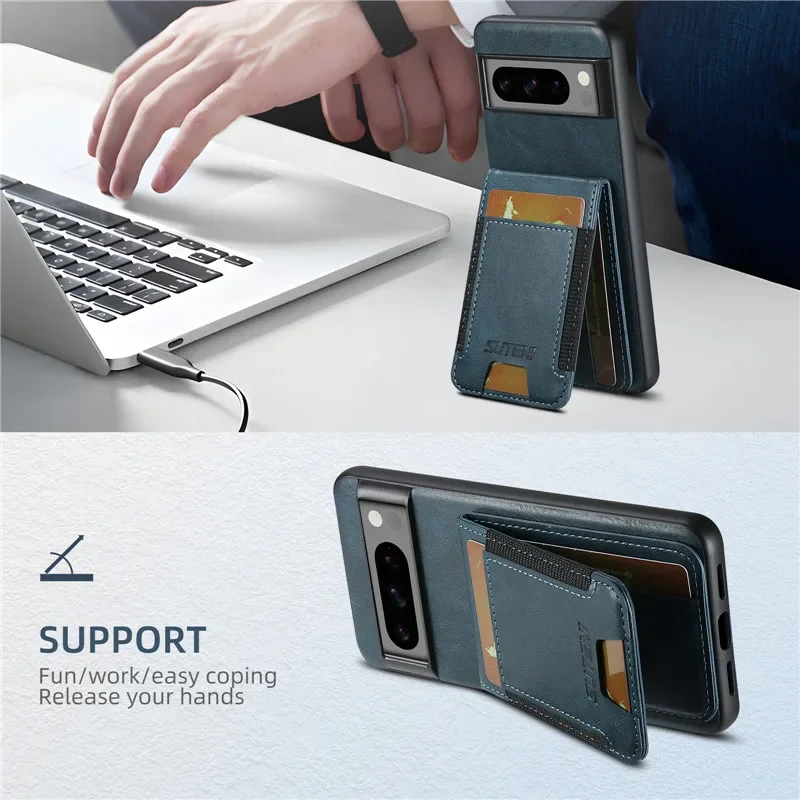 حافظة هاتف جلدية فاخرة متعددة الوظائف من EUCAGR لهاتف جوجل بيكسل 9 برو 8 7 6 برو حافظة لهاتف جوجل بيكسل 8A 7A 6A #4