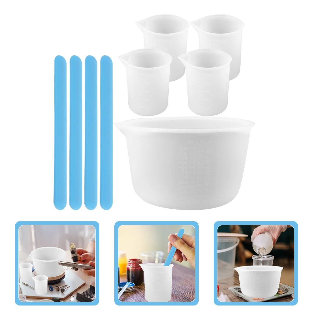 

1 Set Silicone Measuring Cups Epoxy Resin Mixing Kit Diy Crafts Tools Stir Sticks Scaled Cups For Resin Supplies Jewelry Making
