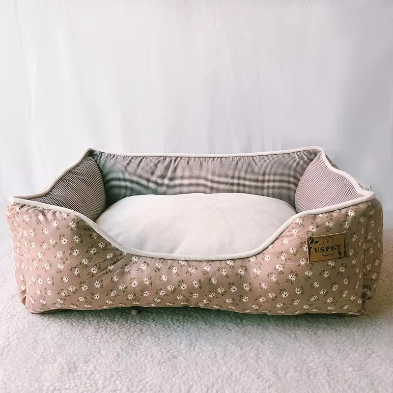 muebles para gatos Hot Selling Eco-friendly Printed Design Plaid Pet Sofa Bed Fashionable Protective Furniture for Cats and Dog