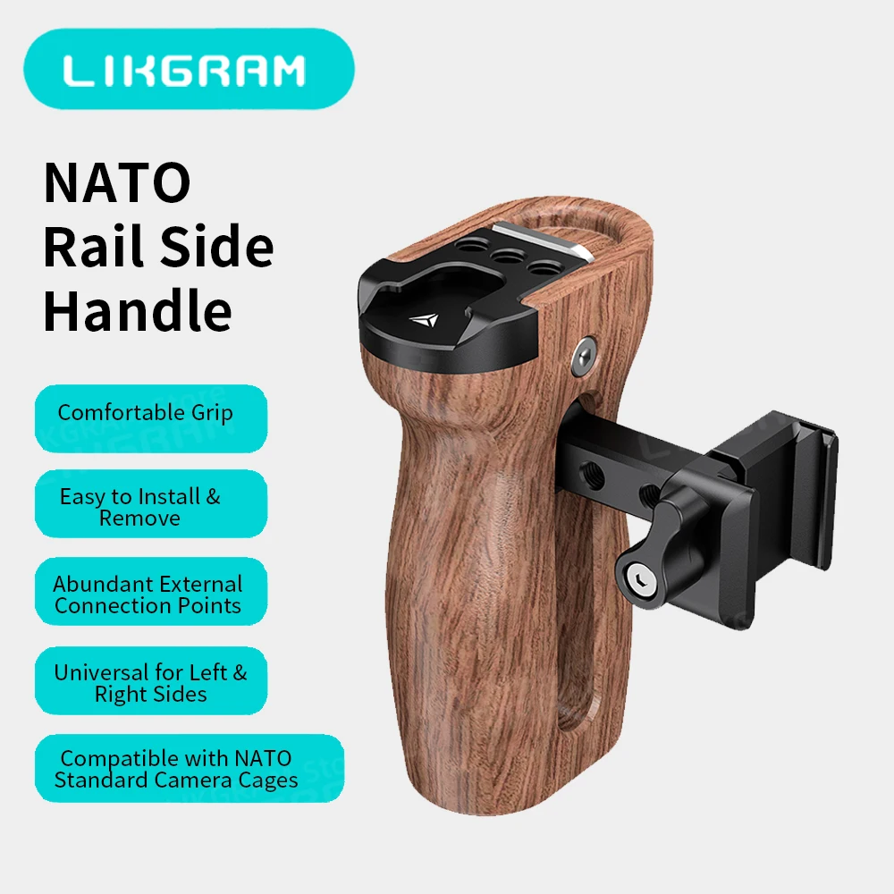 

side handle Wooden for camera cages Quick-release chute Compatible with cages from TILTA, SmallRig, and YC Onion JN-124