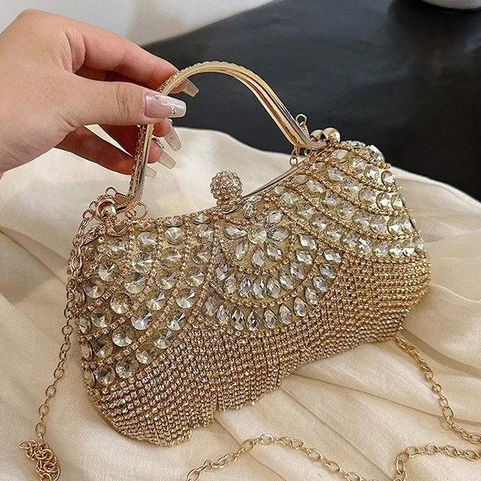 

Новинка 2024 года, 417, маленькая квадратная сумка премиум-класса, инкрустированная бриллиантами, сумка через плечо, банкетная сумка, сумка-цепочка, изысканный клатч