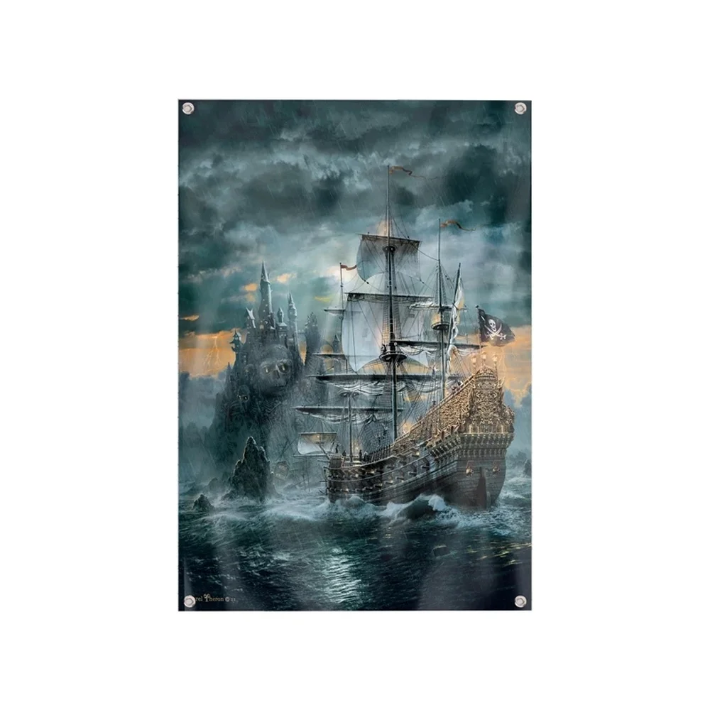 Warship Battle Ship Sail Boat Sea Flag Banner Polyester Wall Art Tapestry Hang on the wall 4 grommets Custom Flag indoor Decor