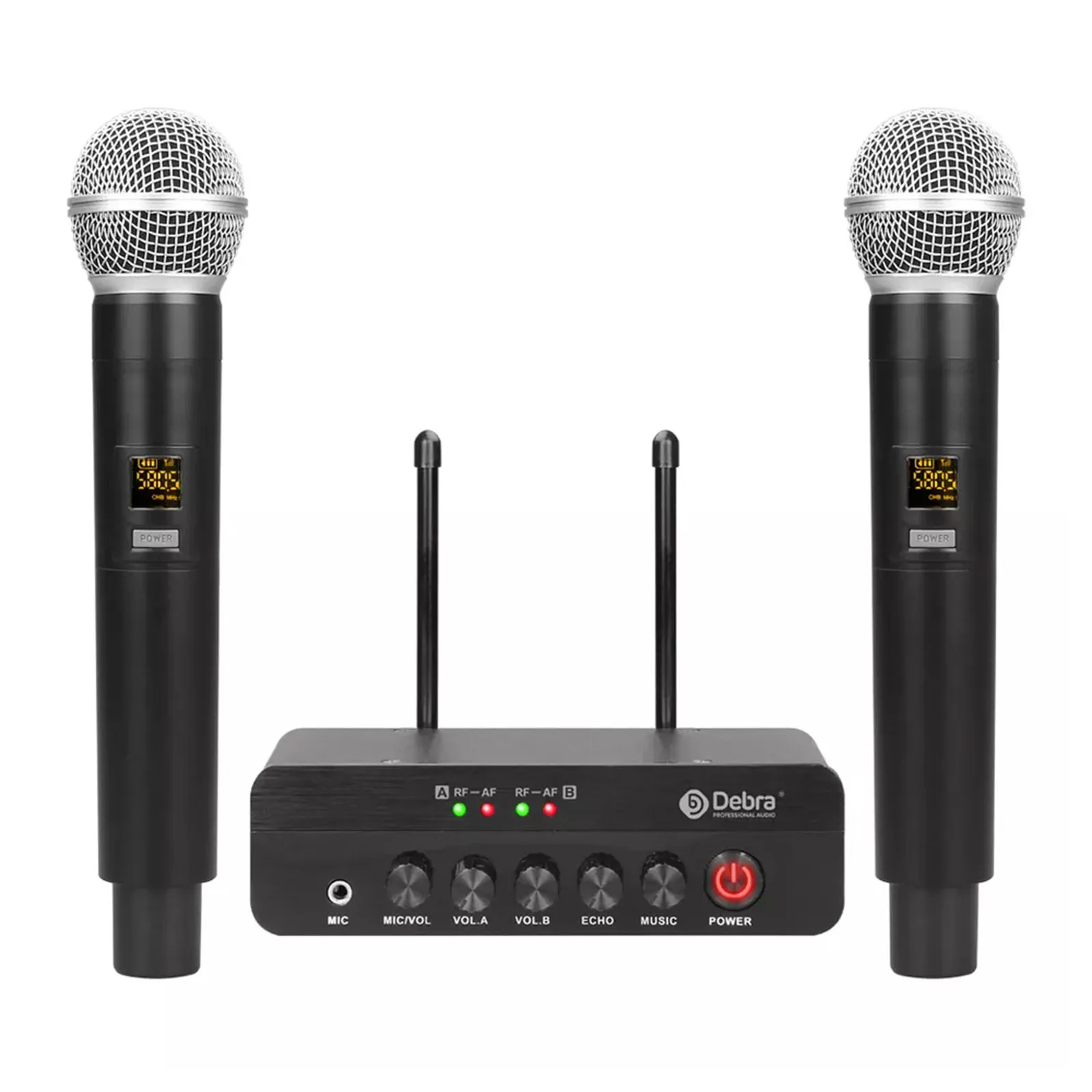 Audio X7 UHF Dual Channel 2 Metal Handheld Mic Transmitter with MUTE Function Professional Karaoke Wireless Microphone System