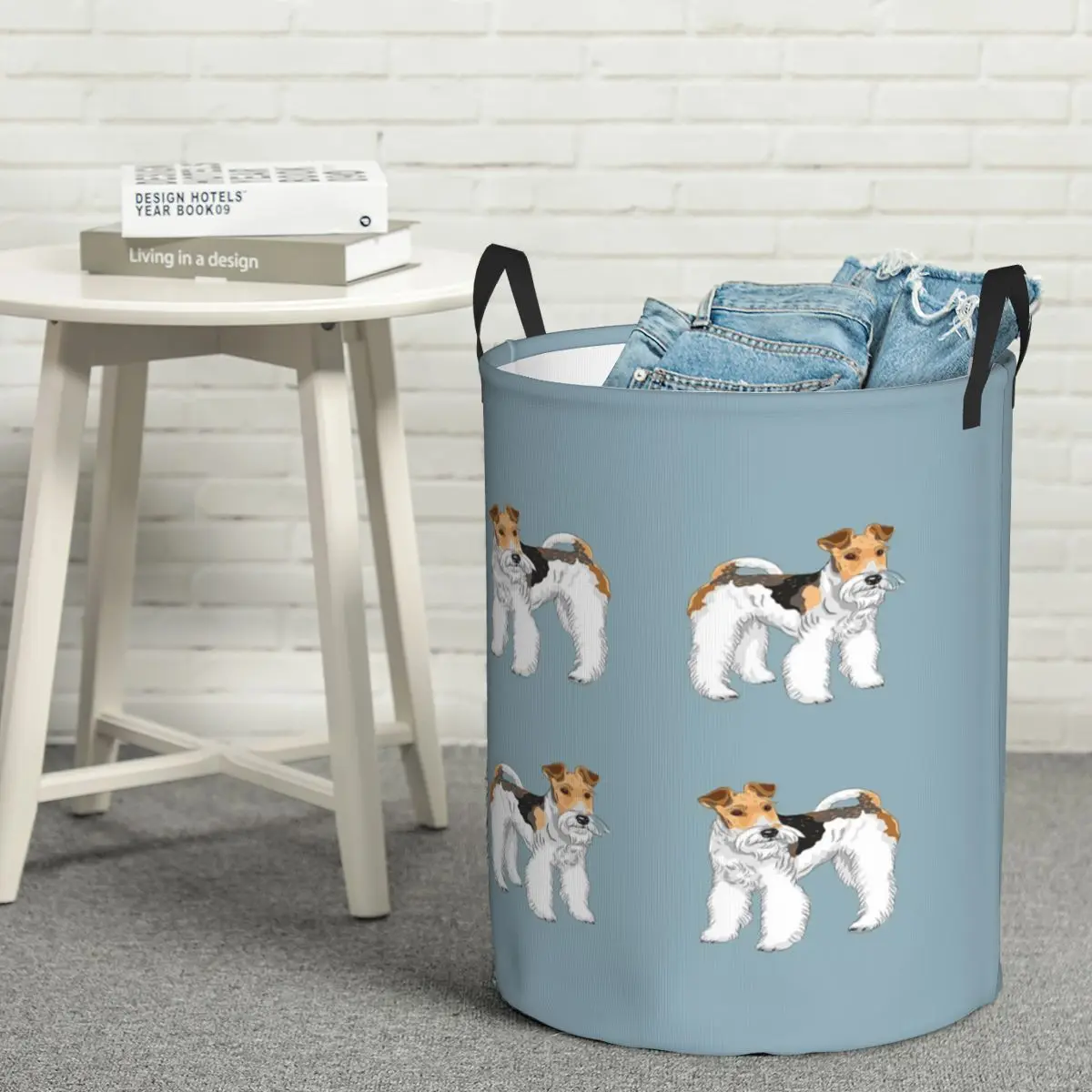 Cesto de Ropa Plegable con Diseño Retro de Fox Terrier de Pelo Largo, Cesto de Lavandería Grande para Niños
