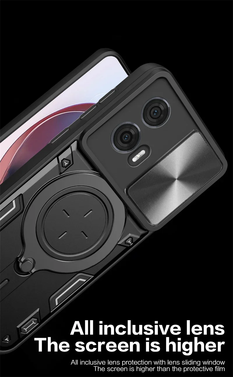 For Motorola Moto Edge 50 Fusion Case Slide Camera Protect Phone Case For Edge50 Fusion Armor Funda Magnet Ring Stand Back Cover